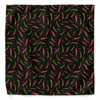 Hot Red and Green Chilli Peppers Print on Black Bandana