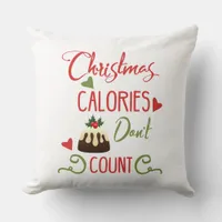 christmas calories dont count funny holiday quote throw pillow