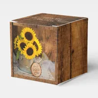 Faux Barn Wood, Sunflower and Watering Can Wedding Favor Boxes