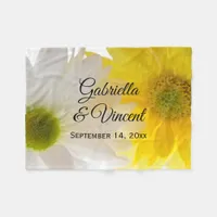 Yellow and White Daisies Wedding Fleece Blanket