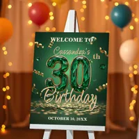 Elegant Green and Gold 30th Birthday Party Welcome Foam Board