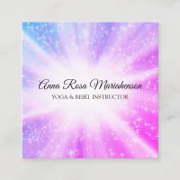 *~* Reiki Massage Energy Healing Sparkle Rays Square Business Card