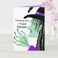 Witching you a Happy Halloween Hand Drawn Witch Card