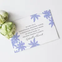 Periwinkle Blue Daisies Wedding Charity Favor Card