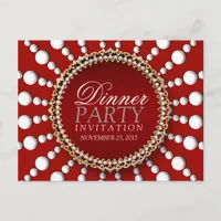 Red & White theme Dinner Party Invite Postcard