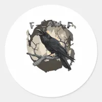F-Caw-F Funny Raven Pun Gothic Crow Humor Retro Cl Classic Round Sticker