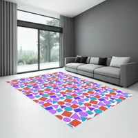 Fun Geometric bright red pink purple blue Rug