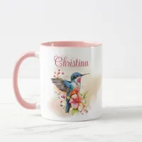 Elegant Personalized Watercolor Hummingbird  Mug