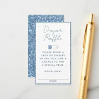 Blue Glitter Diaper Raffle Ticket Baby Shower  Enclosure Card