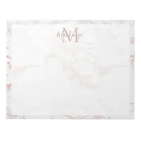 Chic Rose Gold Foil Marble Monogram Notepad