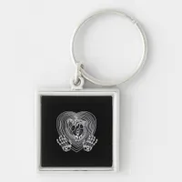 Crying Heart In White Skeleton Hands Hearts Modern Keychain