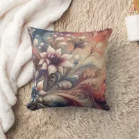 Vibrant Floral Abstract Swirls Throw Pillow