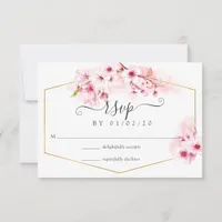 Pink Spring Cherry Blossom Quinceañera RSVP Card