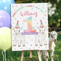 Goat Party Animal 1st Birthday Welcome Sign