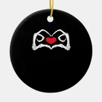 Skeleton Heart And Hands Funny  Ceramic Ornament