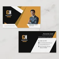 Modern Bold Real Estate Agent Black & Gold Business Card