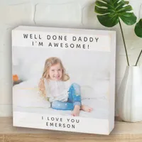 Awesome Daddy Photo Father's Day Wooden Box Sign