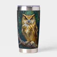 A Blue and Gold Majestic Owl   Insulated Tumbler