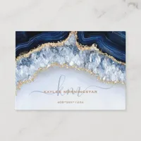 Elegant Sapphire Blue Agate Geode and Crystals Business Card
