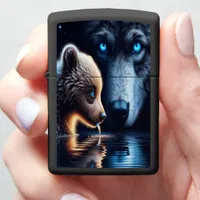 Bear And Wolf in Cosmic Wildlife Zippo Lighter