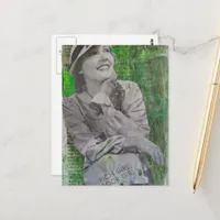 Vintage rich poor girl lady Mixed media collage Postcard