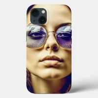 Cool Lady with Reflection in her Sunglasses iPhone 13 Case