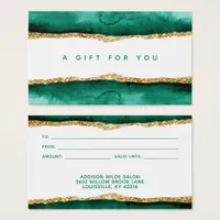 Emerald Green And Gold Watercolor Gift Card