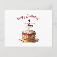 Ballerina Birthday Cake Postcard