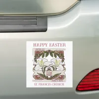 Happy Easter: Vintage Lily Design Church Car Magnet