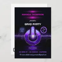 Neon DJ Music Graduation Party Invitation