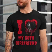 I Love My Goth Girlfriend Cartoon Heart Valentine T-Shirt