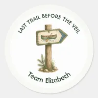 Last Trail Before the Veil Canoe Bachelorette Classic Round Sticker