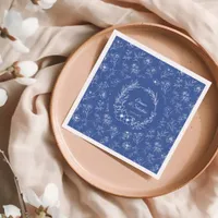 Elegant Vintage Romance Dusty Blue Floral Wedding Paper Dinner Napkins