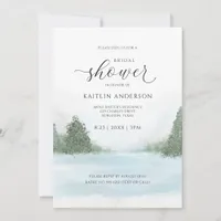 Winter Wedding Bridal Shower Lake Trees Snow Invitation