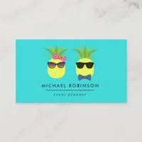 Turquoise and Lemon fun pineapples Event Planner Business Card