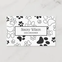 Rich Charcoal Paw Print Dog Walker | Pet Sitter Business Card