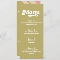 Retro Groovy 70s Green Pink Wedding Menu