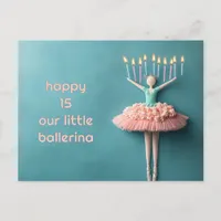 Pink Ballerina Birthday Cake Postcard