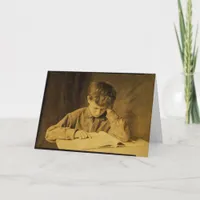 Vintage Boy Reading Card