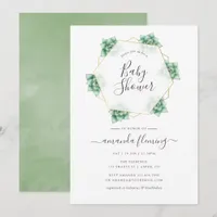 Watercolor Succulent Geometric Baby Shower Invitation