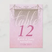 Vintage Pink Damask Dream Wedding Table Number