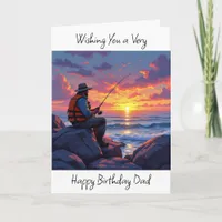Wishing Dad a Happy Birthday | Fishing at Sunset Card