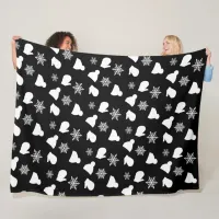 Black and White Snowflake Mittens Hats Fleece Blanket