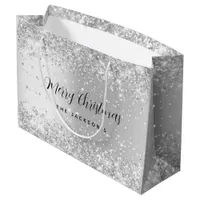 Christmas silver sparkles name  large gift bag