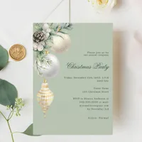 Green gold company Christmas Party invitation