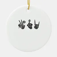 Peace And And Roll Skeleton Hands Classic Ceramic Ornament