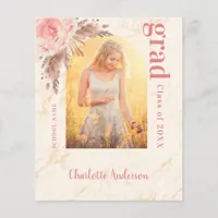 Pampas grass blush graduation announcement card