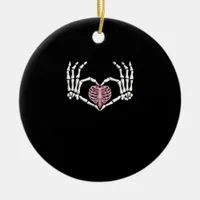 Skeleton Hand Heart Funny Halloween Women Men  Ceramic Ornament