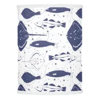 Trawler Fish Blue White Coastal Pattern Lamp Shade