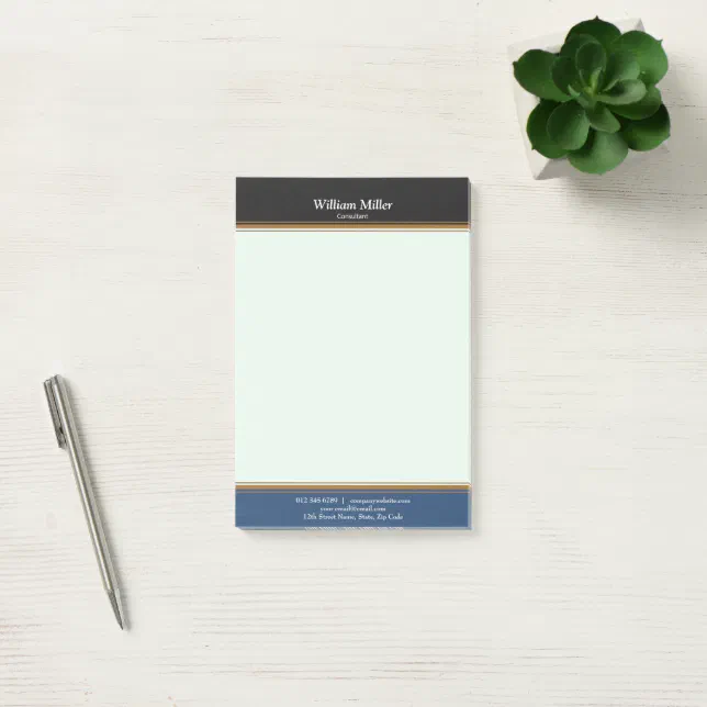 Modern Minimalist Black Blue Stripes Post-it Notes